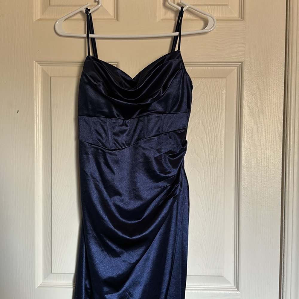 Windsor Blue Ruched Slip Dress